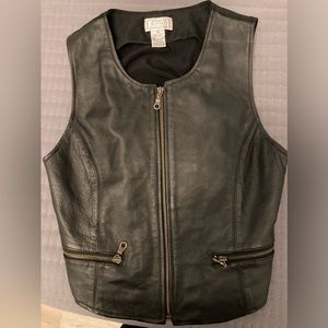 Black leather vest